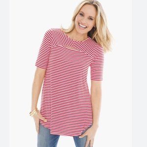 Chico’s Isla Capri Striped Cutout Swing Tee Size 1 (8)